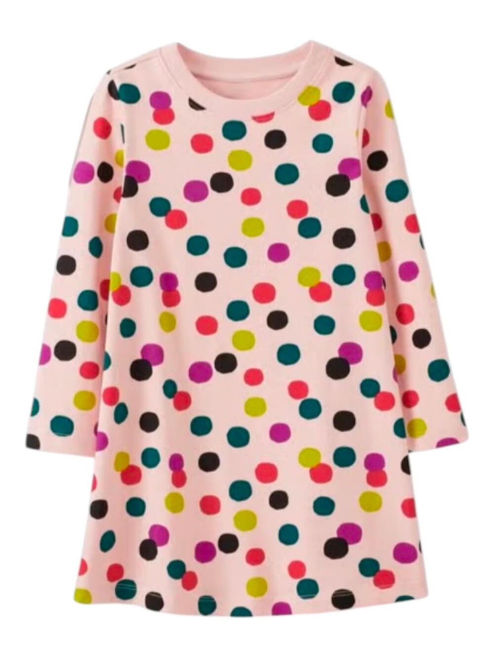 Hanna Andersson Kid Dress Pink Polkadot Polka Dots Confetti Pink Long Sleeve 5